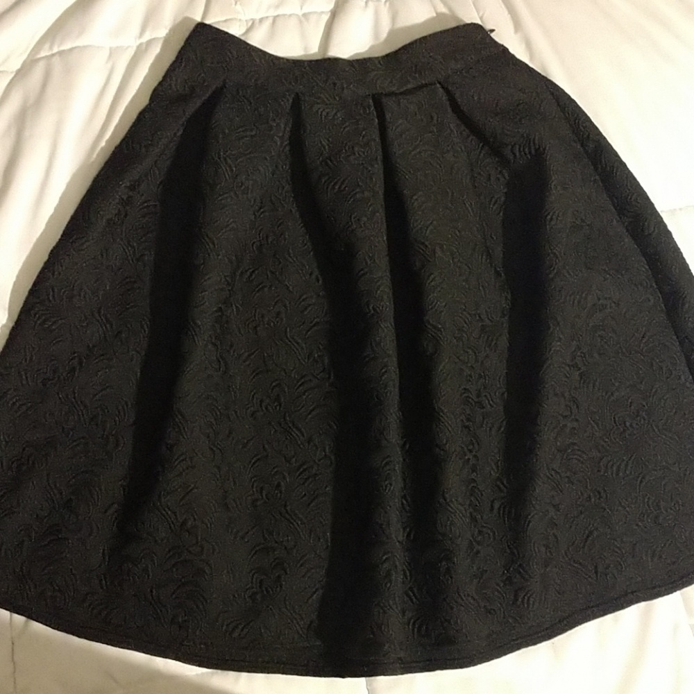 Black tea length circle skirt